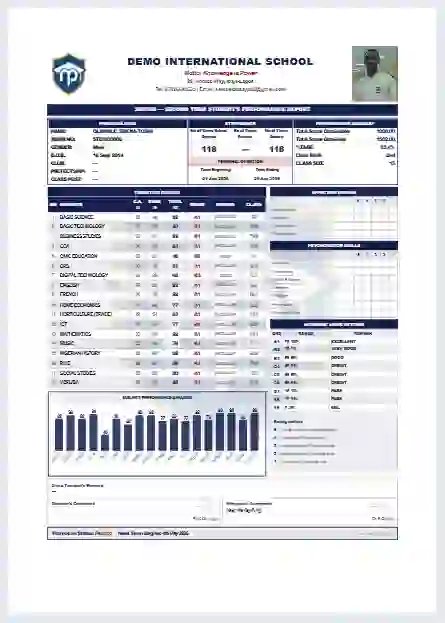 Student Report Sheet Preview